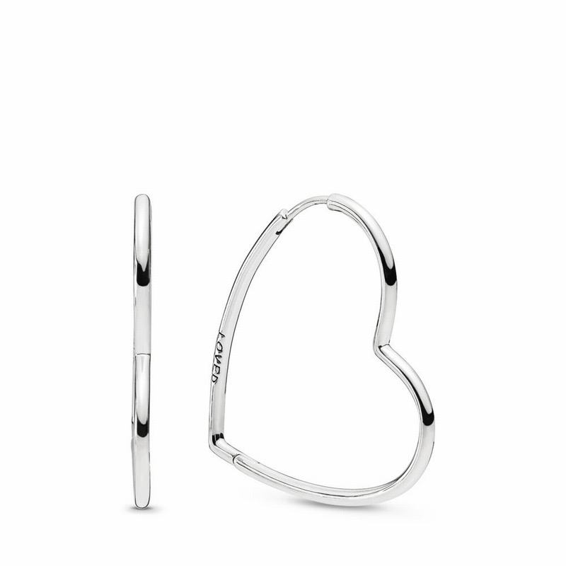 Pandora Asymmetric Hearts Of Love Hoop Earrings Large Ireland - Sterling Silver - 085293ZBO